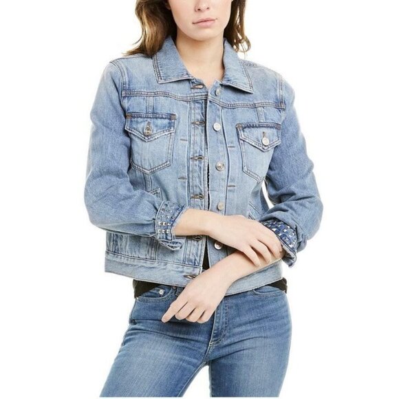 Current/Elliott The Turnt Boulder Studded Denim Jacket Size US 4 - Picture 2 of 8